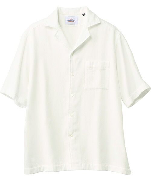 TAKASHIMAYA Style Plus / タカシマヤ スタイル・プリュ シャツ・ブラウス | 裏パイル オープンカラー半袖シャツ（ホワイト）