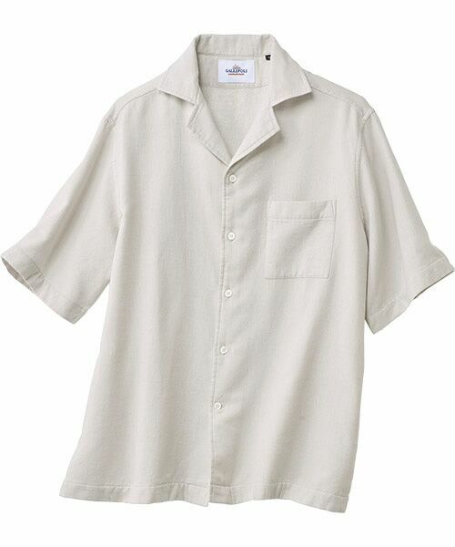 TAKASHIMAYA Style Plus / タカシマヤ スタイル・プリュ シャツ・ブラウス | 裏パイル オープンカラー半袖シャツ（ベージュ）