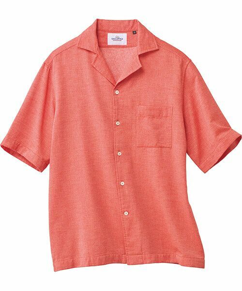 TAKASHIMAYA Style Plus / タカシマヤ スタイル・プリュ シャツ・ブラウス | 裏パイル オープンカラー半袖シャツ（オレンジ）