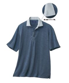 TAKASHIMAYA Style Plus / タカシマヤ スタイル・プリュ ポロシャツ | 襟布帛ストライプ半袖ポロシャツ