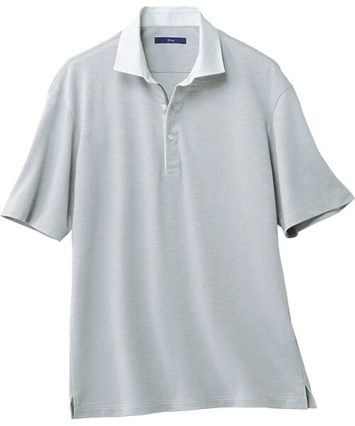 TAKASHIMAYA Style Plus / タカシマヤ スタイル・プリュ ポロシャツ | 襟布帛ストライプ半袖ポロシャツ（グレー）