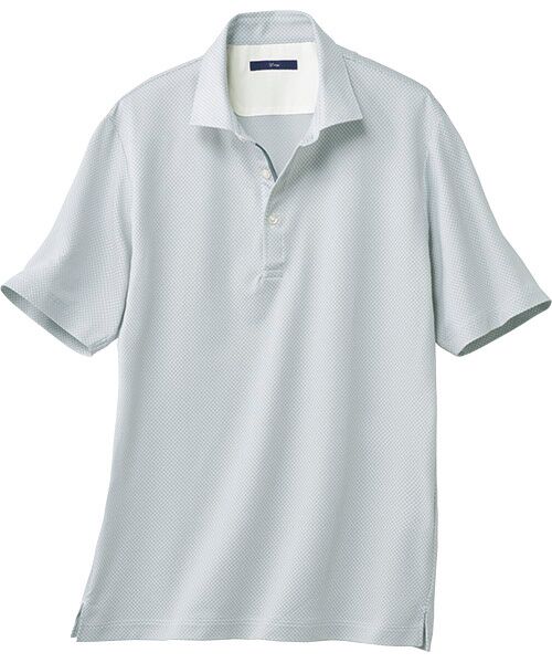 TAKASHIMAYA Style Plus / タカシマヤ スタイル・プリュ ポロシャツ | マイクロチェック 鹿の子台襟半袖ポロシャツ（ライトグレー）