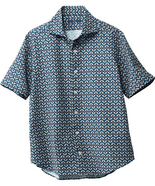 TAKASHIMAYA Style Plus / タカシマヤ スタイル・プリュ シャツ・ブラウス | サッカー小紋柄 プリント半袖シャツ | 詳細1