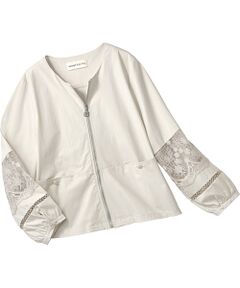 TAKASHIMAYA Style Plus / タカシマヤ スタイル・プリュ ノーカラージャケット | レース使いジャケット