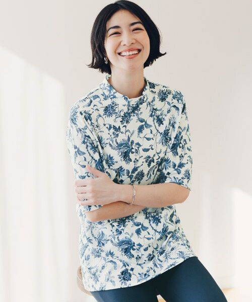TAKASHIMAYA Style Plus / タカシマヤ スタイル・プリュ カットソー | エチケットガードチュニック（ブルー(更紗柄)）