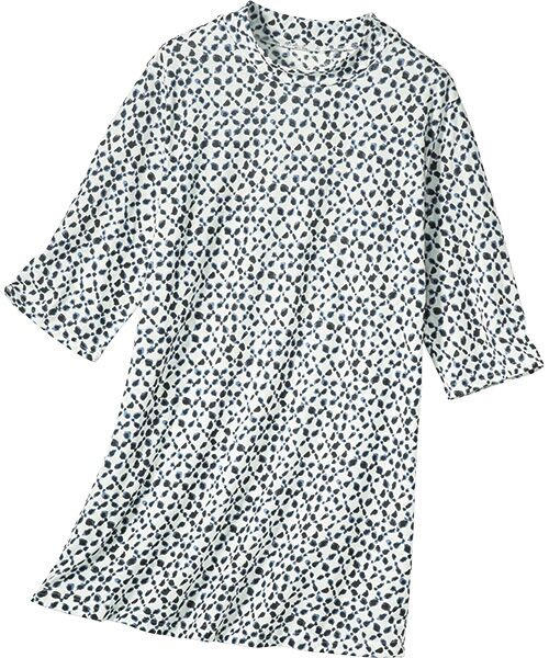 TAKASHIMAYA Style Plus / タカシマヤ スタイル・プリュ カットソー | エチケットガードチュニック（オフホワイト×黒(幾何学柄)）