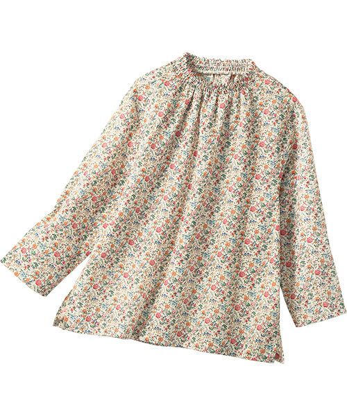 TAKASHIMAYA Style Plus / タカシマヤ スタイル・プリュ シャツ・ブラウス | リバティプリント シャーリングブラウス（オレンジ×ピンク(ポプリ柄)）