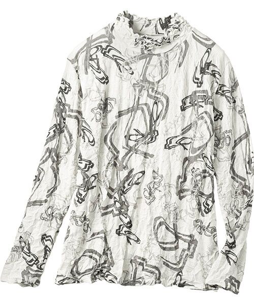 TAKASHIMAYA Style Plus / タカシマヤ スタイル・プリュ カットソー | ランダムプリーツ プルオーバー＜プリント>（モノトーン）