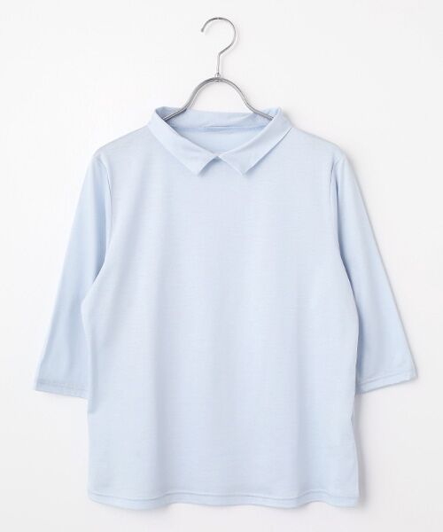 TAKASHIMAYA Style Plus / タカシマヤ スタイル・プリュ カットソー | テンセルコットン 襟付プルオーバー(ペールブルー)