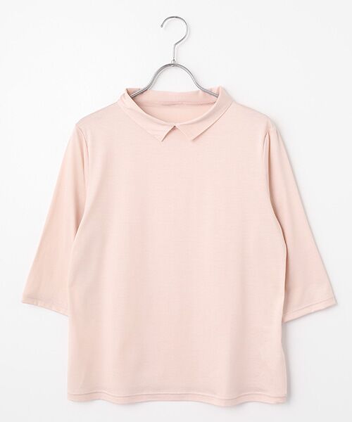 TAKASHIMAYA Style Plus / タカシマヤ スタイル・プリュ カットソー | テンセルコットン 襟付プルオーバー(ピンク)