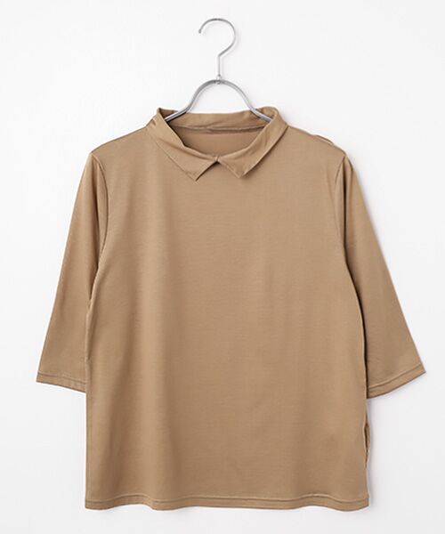 TAKASHIMAYA Style Plus / タカシマヤ スタイル・プリュ カットソー | テンセルコットン 襟付プルオーバー(モカ)