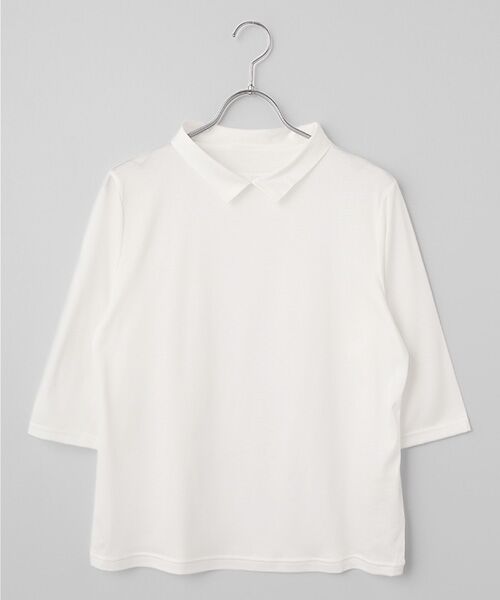 TAKASHIMAYA Style Plus / タカシマヤ スタイル・プリュ カットソー | テンセルコットン 襟付プルオーバー(オフホワイト)