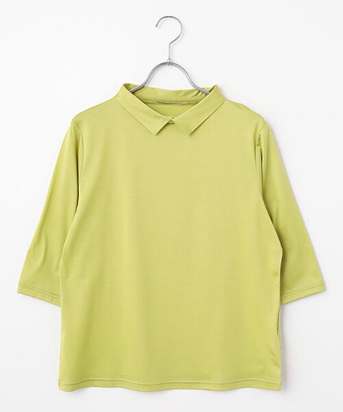 TAKASHIMAYA Style Plus / タカシマヤ スタイル・プリュ カットソー | テンセルコットン 襟付プルオーバー(ピスタチオ)