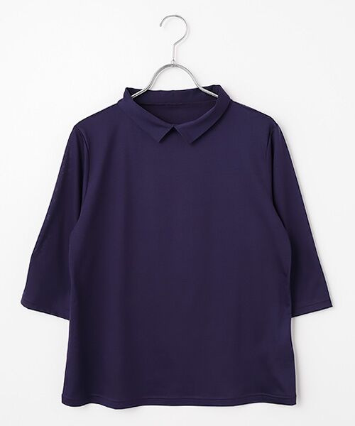 TAKASHIMAYA Style Plus / タカシマヤ スタイル・プリュ カットソー | テンセルコットン 襟付プルオーバー(パープル)