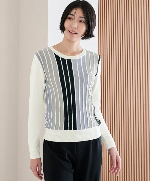 TAKASHIMAYA Style Plus / タカシマヤ スタイル・プリュ カットソー | 配色プルオーバー（オフホワイト）