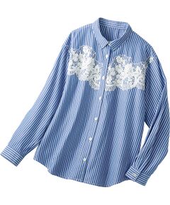 TAKASHIMAYA Style Plus / タカシマヤ スタイル・プリュ シャツ・ブラウス | レース使い先染めシャツ