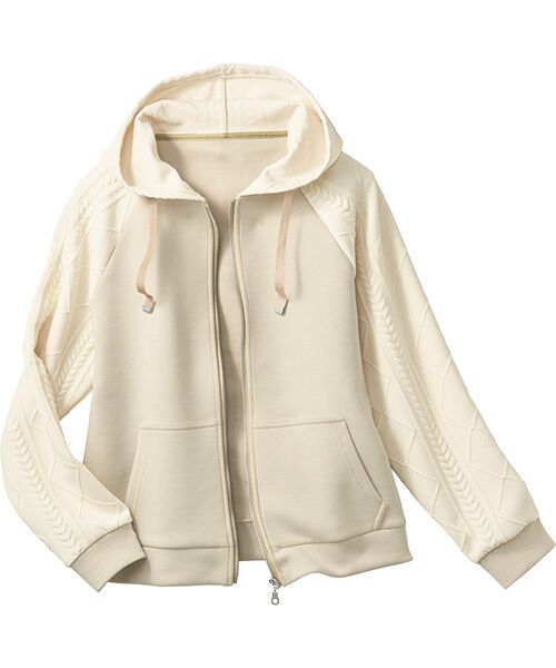 TAKASHIMAYA Style Plus / タカシマヤ スタイル・プリュ パーカー | フード付ニットジャケット（ベージュ）