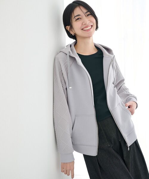 TAKASHIMAYA Style Plus / タカシマヤ スタイル・プリュ パーカー | フード付ニットジャケット（グレー）