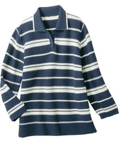 TAKASHIMAYA Style Plus / タカシマヤ スタイル・プリュ その他トップス | 襟付ボーダー柄プルオーバー