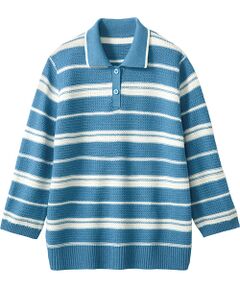 TAKASHIMAYA Style Plus / タカシマヤ スタイル・プリュ その他トップス | 襟付ボーダー柄プルオーバー