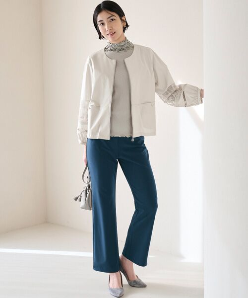 TAKASHIMAYA Style Plus / タカシマヤ スタイル・プリュ スラックス・ドレスパンツ | アルディナ セミフレアパンツ<股下70cm>（グリーンネイビー）