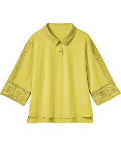 TAKASHIMAYA Style Plus / タカシマヤ スタイル・プリュ カットソー | シルケット加工　襟付プルオーバー