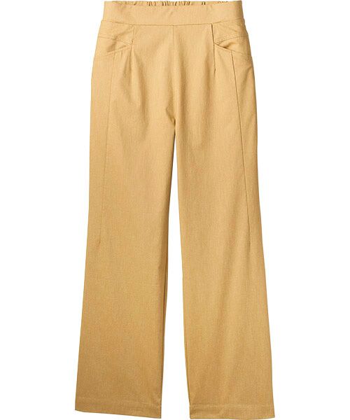 TAKASHIMAYA Style Plus / タカシマヤ スタイル・プリュ スラックス・ドレスパンツ | ストレッチリネン 涼感デザインワイドパンツ<股下67cm>（イエロー系）