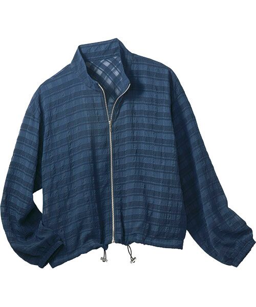 TAKASHIMAYA Style Plus / タカシマヤ スタイル・プリュ ブルゾン | 格子柄シアーブルゾン（紺）