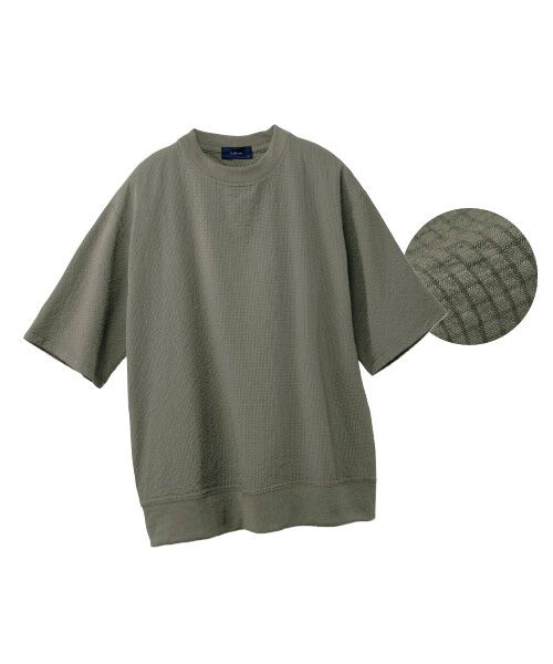 TAKASHIMAYA Style Plus / タカシマヤ スタイル・プリュ その他トップス | サッカーストレッチ半袖プルオーバー（カーキ）