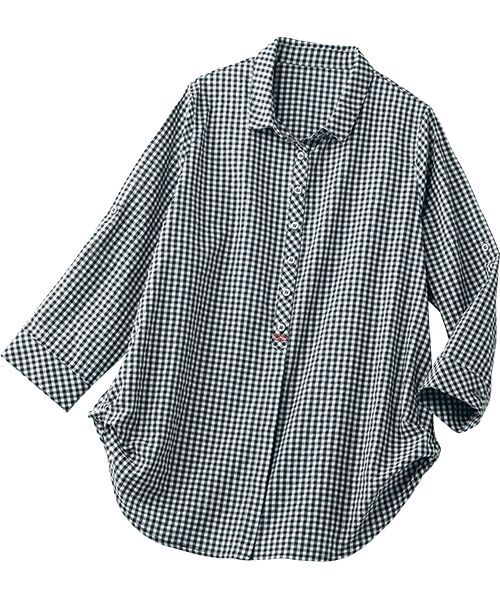 TAKASHIMAYA Style Plus / タカシマヤ スタイル・プリュ シャツ・ブラウス | 格子柄シャツジャケット（白X黒）