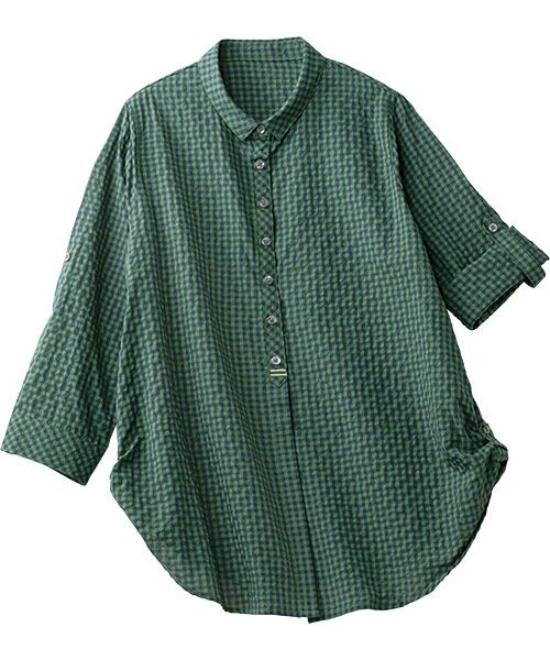 TAKASHIMAYA Style Plus / タカシマヤ スタイル・プリュ シャツ・ブラウス | 格子柄シャツジャケット（グリーン）