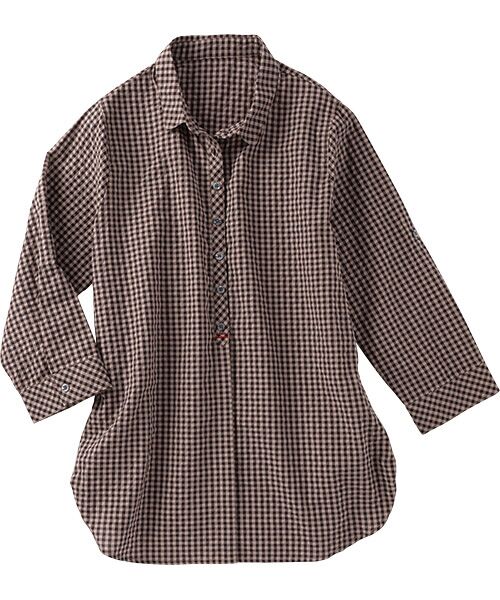 TAKASHIMAYA Style Plus / タカシマヤ スタイル・プリュ シャツ・ブラウス | 格子柄シャツジャケット（ベージュ）