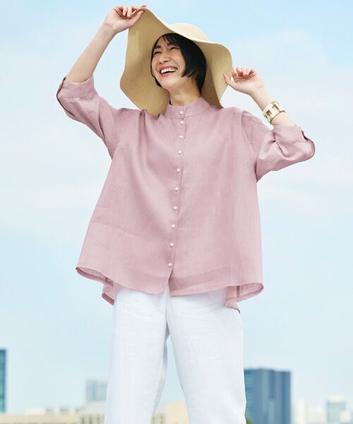 TAKASHIMAYA Style Plus / タカシマヤ スタイル・プリュ シャツ・ブラウス | 富江工房　フレンチリネンブラウザー（アッシュパープル）