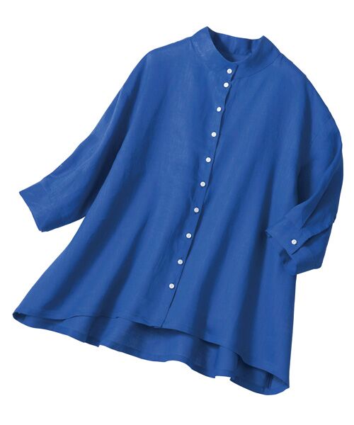 TAKASHIMAYA Style Plus / タカシマヤ スタイル・プリュ シャツ・ブラウス | 富江工房　フレンチリネンブラウザー（ソリッドブルー）