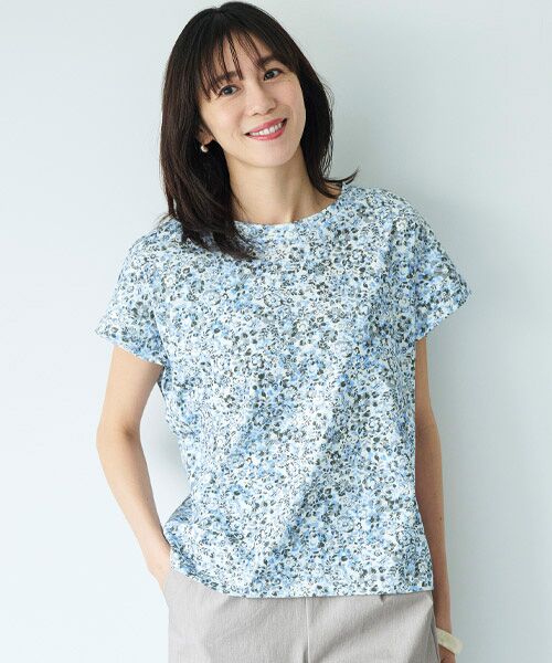 TAKASHIMAYA Style Plus / タカシマヤ スタイル・プリュ カットソー | 涼感プリントプルオーバー（ブルー(小花柄)）