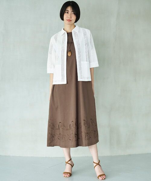 TAKASHIMAYA Style Plus / タカシマヤ スタイル・プリュ ミニ丈・ひざ丈ワンピース | 刺しゅう入りワンピース＜ショート丈＞ | 詳細1