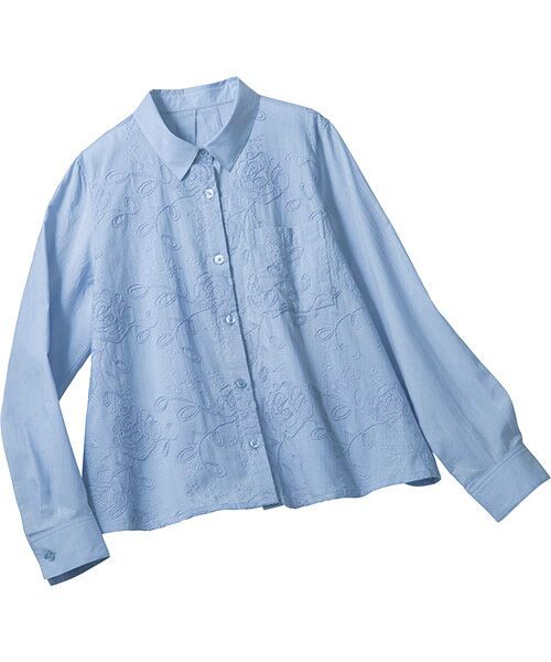 TAKASHIMAYA Style Plus / タカシマヤ スタイル・プリュ シャツ・ブラウス | コード刺しゅうブラウス（ブルー）