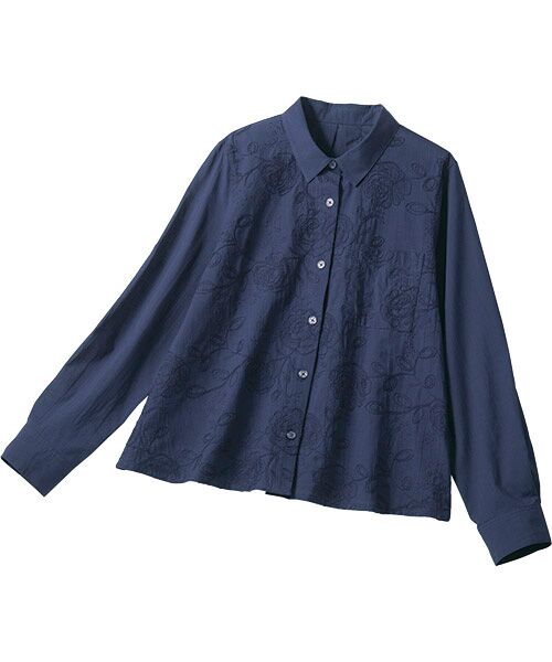 TAKASHIMAYA Style Plus / タカシマヤ スタイル・プリュ シャツ・ブラウス | コード刺しゅうブラウス（紺）