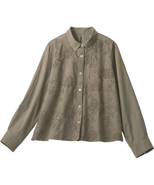TAKASHIMAYA Style Plus / タカシマヤ スタイル・プリュ シャツ・ブラウス | コード刺しゅうブラウス（カーキブラウン）