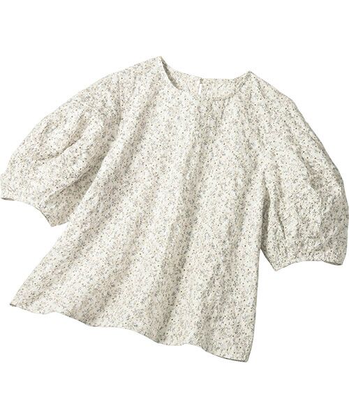 TAKASHIMAYA Style Plus / タカシマヤ スタイル・プリュ シャツ・ブラウス | 刺しゅう入り プリントデザインブラウス（オフホワイト）