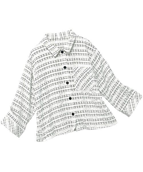 TAKASHIMAYA Style Plus / タカシマヤ スタイル・プリュ シャツ・ブラウス | シアーチェックシャツ（オフホワイト）