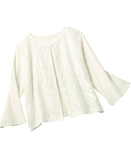 TAKASHIMAYA Style Plus / タカシマヤ スタイル・プリュ カーディガン・ボレロ | 刺しゅう入りカーディガン（オフホワイト）