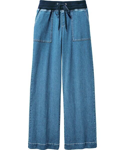 TAKASHIMAYA Style Plus / タカシマヤ スタイル・プリュ デニムパンツ | ストレッチデニム セミワイドパンツ<股下66cm>（ブルー）