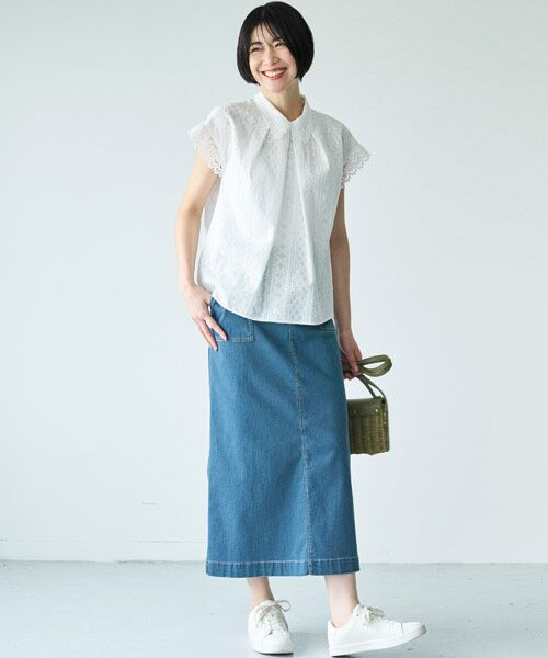 TAKASHIMAYA Style Plus / タカシマヤ スタイル・プリュ デニムスカート | ストレッチデニムスカート（ブルー）