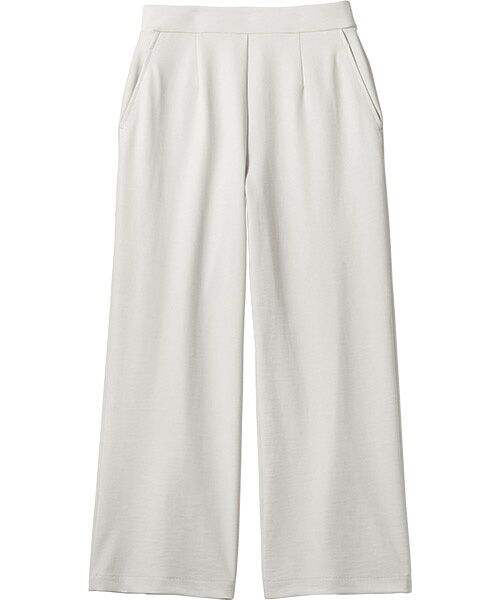 TAKASHIMAYA Style Plus / タカシマヤ スタイル・プリュ スラックス・ドレスパンツ | 麻調ポンチセミワイドパンツ（オフグレー）