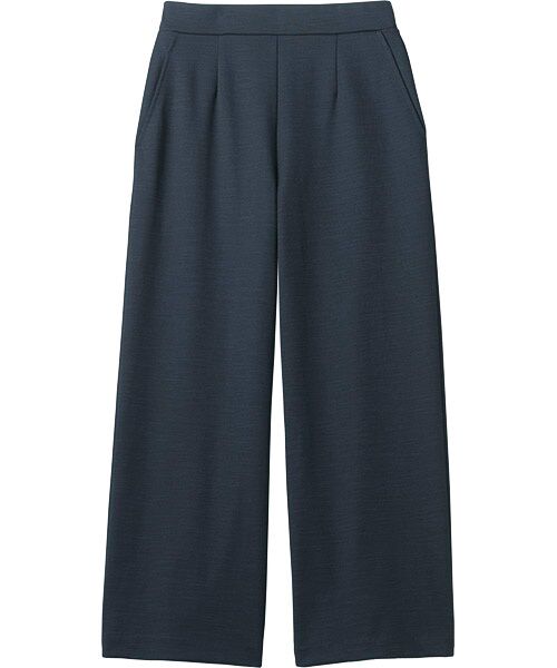 TAKASHIMAYA Style Plus / タカシマヤ スタイル・プリュ スラックス・ドレスパンツ | 麻調ポンチセミワイドパンツ（ダークネイビー）