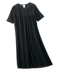 TAKASHIMAYA Style Plus / タカシマヤ スタイル・プリュ ミニ丈・ひざ丈ワンピース | スモッキング刺しゅう入りワンピース<ショート丈>