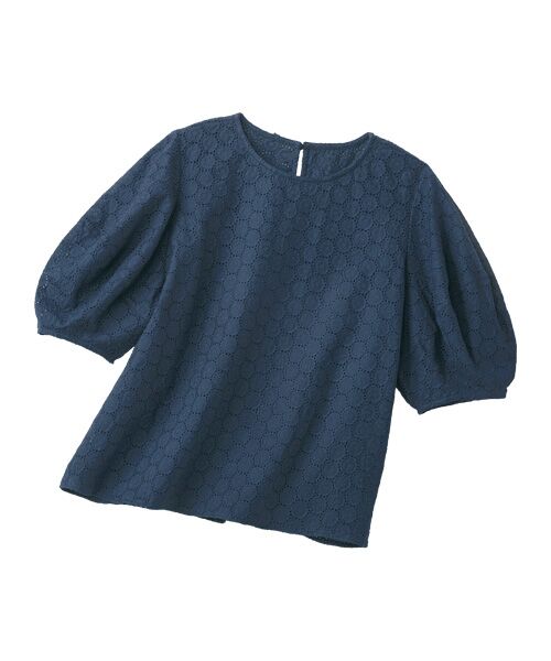 TAKASHIMAYA Style Plus / タカシマヤ スタイル・プリュ シャツ・ブラウス | 刺しゅう入りデザインブラウス(ネイビー)