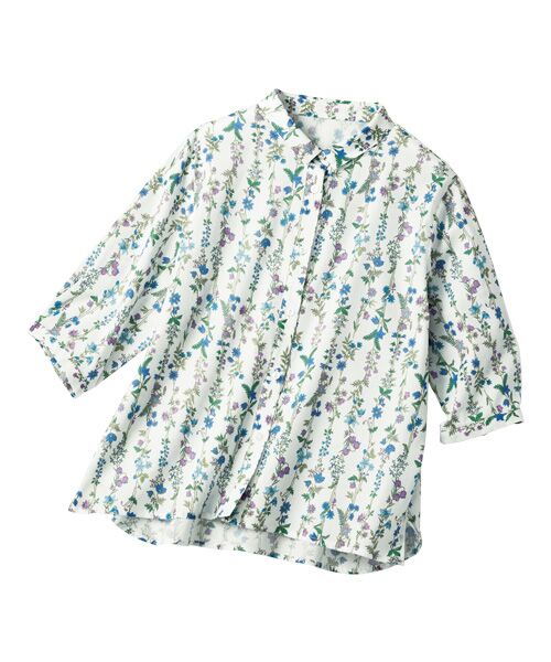 TAKASHIMAYA Style Plus / タカシマヤ スタイル・プリュ シャツ・ブラウス | プリントブラウス(オフホワイト×ブルー系)