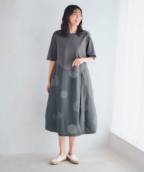 TAKASHIMAYA Style Plus / タカシマヤ スタイル・プリュ ロング・マキシ丈ワンピース | プリントワンピース(ダークグレー系)